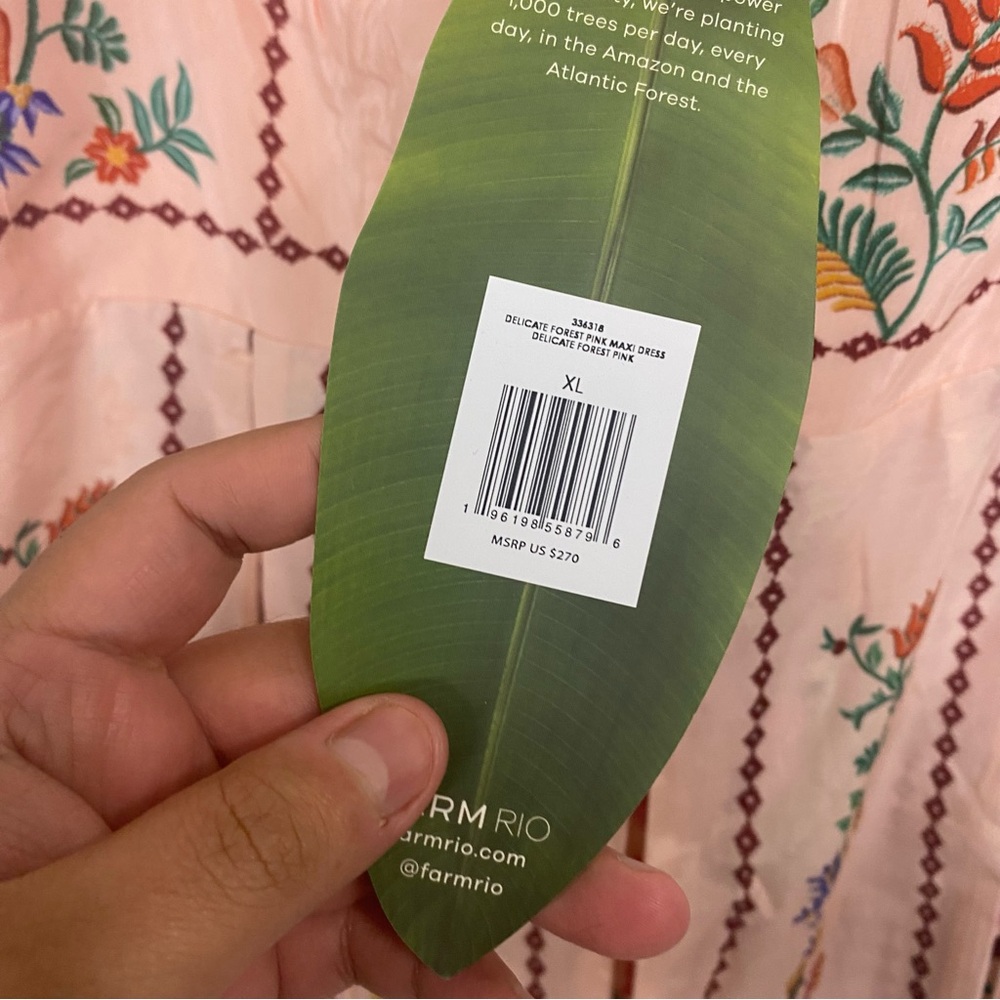 FARM Rio Pink Delicate Forest Maxi Dress Floral Tropical XL - Picture 3 of 6